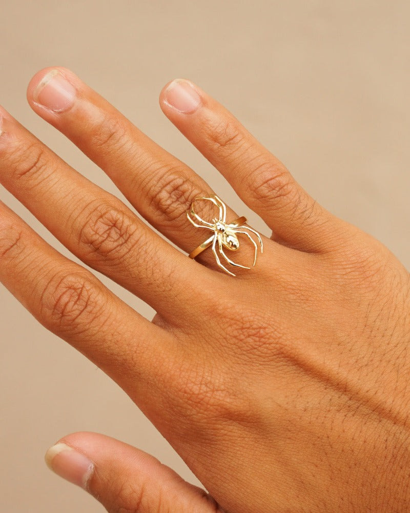 Hawaiian Happy-face Spider Ring. 14K gold vermeil spider ring featuring the endemic and adorable happy-face spider, found on Oahu, Maui, Molokai, and Hawaii. 