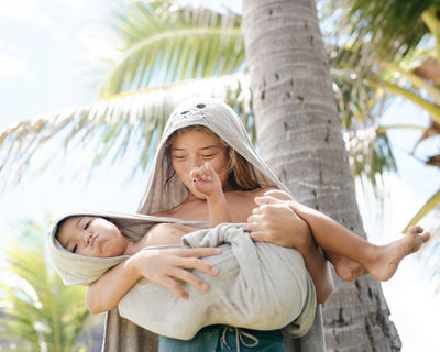 Hawaiian Monk Seal Hooded Kids Towel made from soft gray bamboo fibers. Perfect for the beach or bath.
