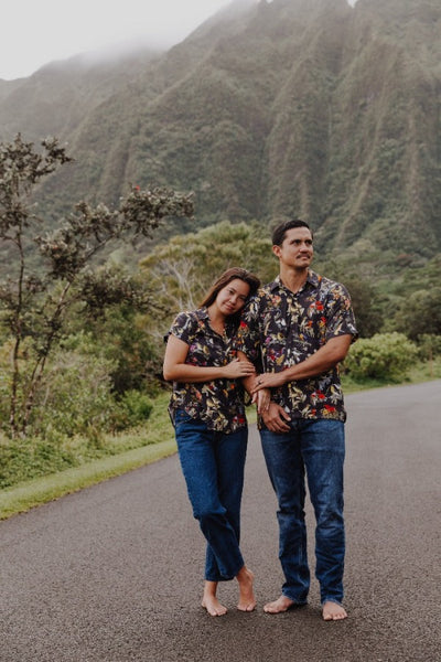 The Honeycreeper Aloha Shirt features extinct, endangered, & rare Hawaiian honeycreepers. Hand-sewn in Hawaii. Proceeds help protect native flora + fauna.