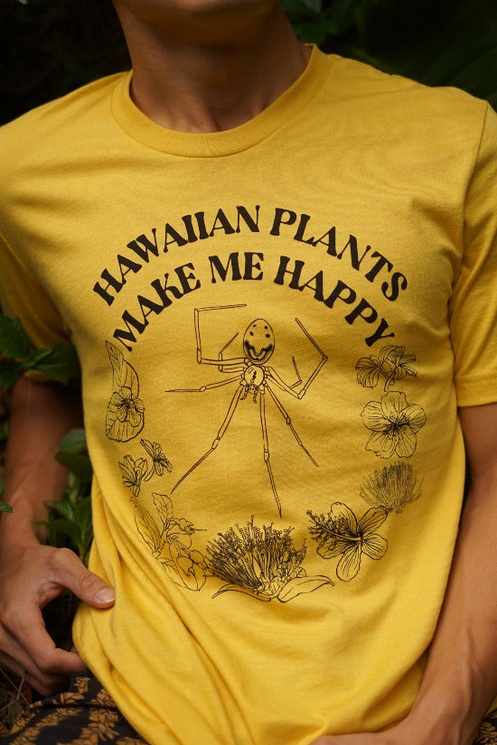 【YELLOW】Spider lily aloha shirt Hawaiian Happy-Face Spider Tee | Yellow – Laulima